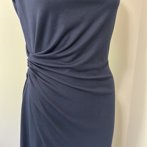 LAFAYETTE 148 Cowl Neck Knee Length Sheath Dress Navy Blue US 6 - Picture 3 of 11